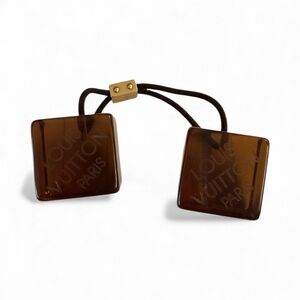 Louis Vuitton Brown Resin Hair Cube Tie LV Paris Logo